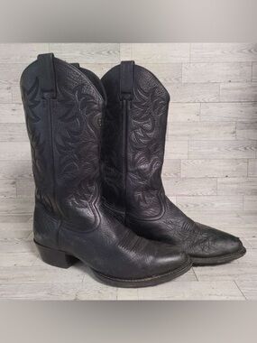 Men's Ariat Heritage R Toe Western Black Leather Rodeo Cowboy Boots Size 11.5